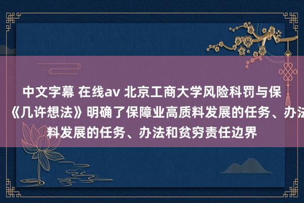 中文字幕 在线av 北京工商大学风险科罚与保障学系主任冉冉：《几许想法》明确了保障业高质料发展的任务、办法和贫穷责任边界