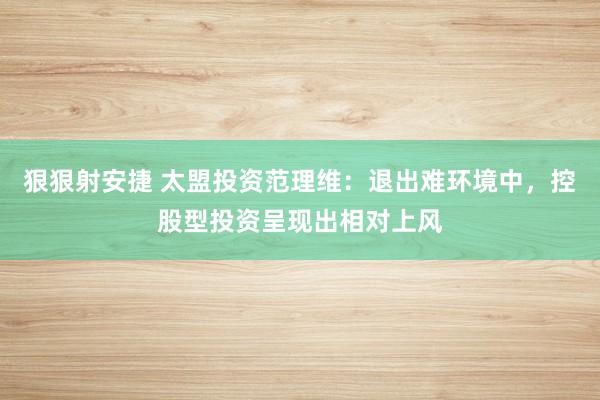 狠狠射安捷 太盟投资范理维：退出难环境中，控股型投资呈现出相对上风