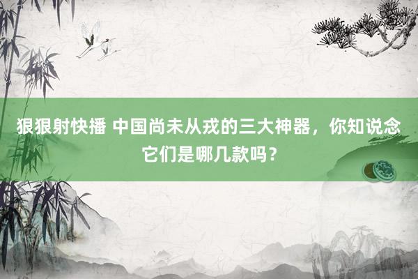 狠狠射快播 中国尚未从戎的三大神器，你知说念它们是哪几款吗？