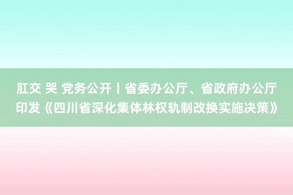肛交 哭 党务公开丨省委办公厅、省政府办公厅印发《四川省深化集体林权轨制改换实施决策》