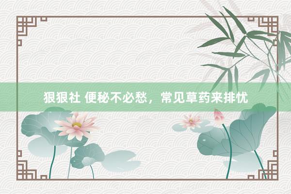 狠狠社 便秘不必愁，常见草药来排忧