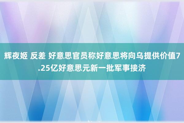 辉夜姬 反差 好意思官员称好意思将向乌提供价值7.25亿好意思元新一批军事接济