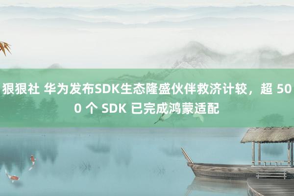 狠狠社 华为发布SDK生态隆盛伙伴救济计较，超 500 个 SDK 已完成鸿蒙适配