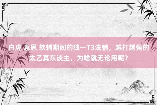 白虎 意思 软辅期间的独一T3法辅，越打越强的太乙真东谈主，为啥就无论用呢？