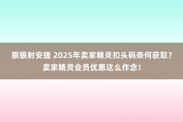 狠狠射安捷 2025年卖家精灵扣头码奈何获取？卖家精灵会员优惠这么作念！