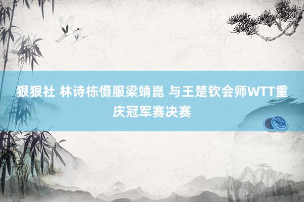 狠狠社 林诗栋慑服梁靖崑 与王楚钦会师WTT重庆冠军赛决赛