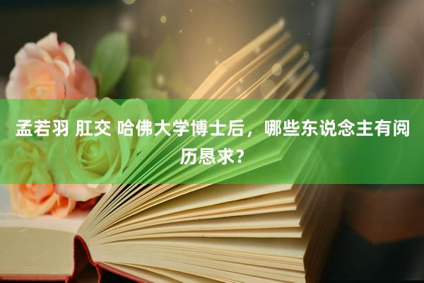 孟若羽 肛交 哈佛大学博士后，哪些东说念主有阅历恳求？