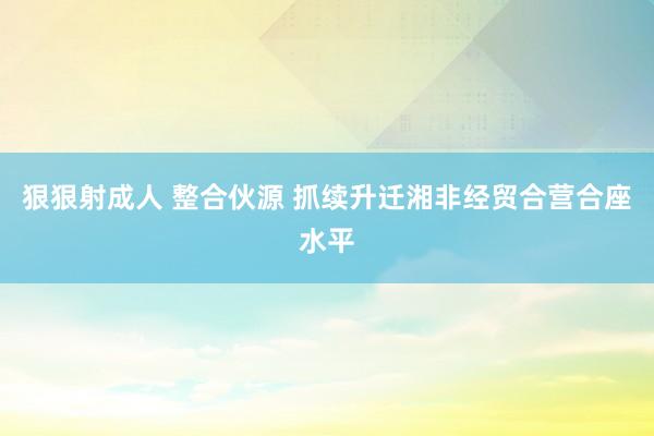 狠狠射成人 整合伙源 抓续升迁湘非经贸合营合座水平