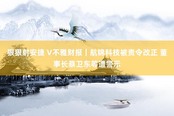 狠狠射安捷 V不雅财报｜航锦科技被责令改正 董事长蔡卫东等遭警示