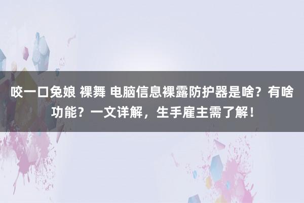 咬一口兔娘 裸舞 电脑信息裸露防护器是啥？有啥功能？一文详解，生手雇主需了解！
