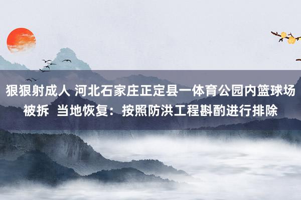 狠狠射成人 河北石家庄正定县一体育公园内篮球场被拆  当地恢复：按照防洪工程斟酌进行排除