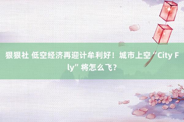 狠狠社 低空经济再迎计牟利好！城市上空“City Fly”将怎么飞？