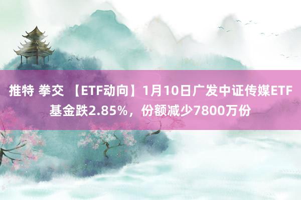 推特 拳交 【ETF动向】1月10日广发中证传媒ETF基金跌2.85%,份额减少7800万份