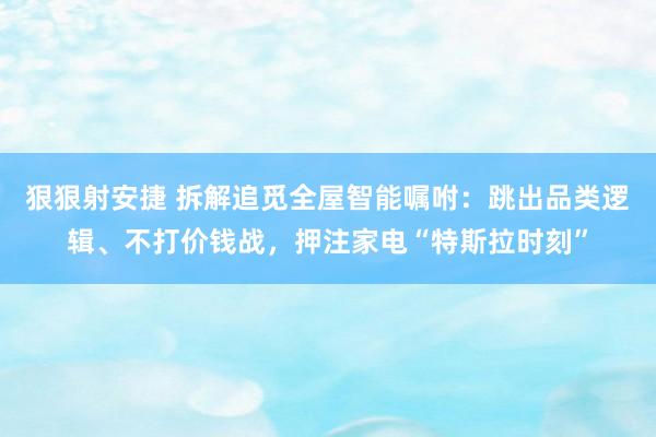 狠狠射安捷 拆解追觅全屋智能嘱咐：跳出品类逻辑、不打价钱战，押注家电“特斯拉时刻”