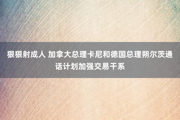 狠狠射成人 加拿大总理卡尼和德国总理朔尔茨通话计划加强交易干系