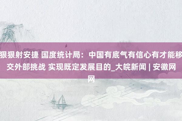 狠狠射安捷 国度统计局：中国有底气有信心有才能移交外部挑战 实现既定发展目的_大皖新闻 | 安徽网