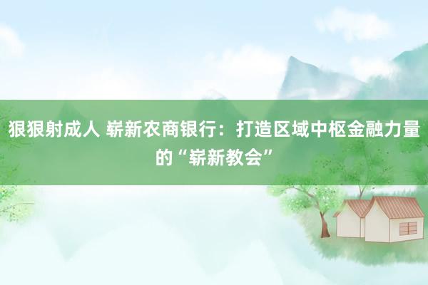 狠狠射成人 崭新农商银行：打造区域中枢金融力量的“崭新教会”
