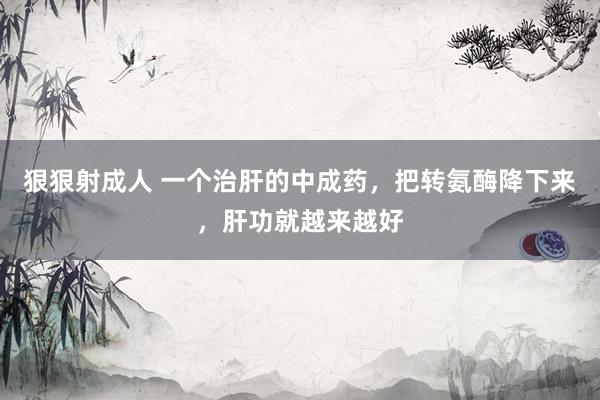 狠狠射成人 一个治肝的中成药，把转氨酶降下来，肝功就越来越好