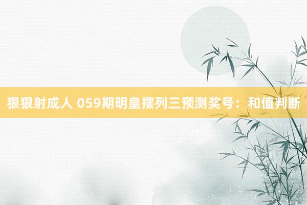 狠狠射成人 059期明皇摆列三预测奖号：和值判断
